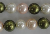 CSB1109 15.5 inches 12mm round mixed color shell pearl beads