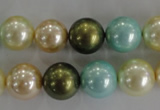 CSB1110 15.5 inches 12mm round mixed color shell pearl beads