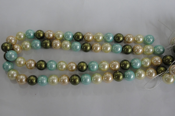 CSB1110 15.5 inches 12mm round mixed color shell pearl beads