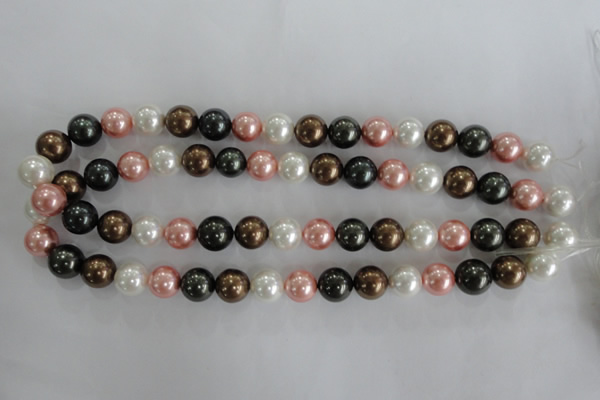 CSB1111 15.5 inches 12mm round mixed color shell pearl beads