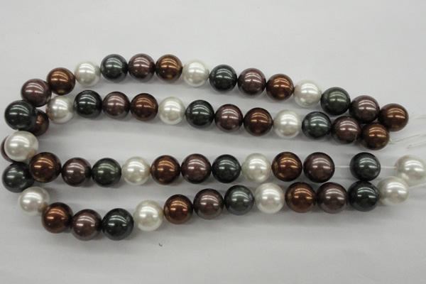 CSB1127 15.5 inches 14mm round mixed color shell pearl beads