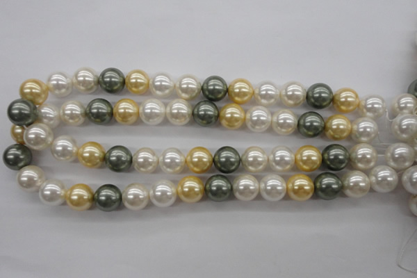 CSB1130 15.5 inches 14mm round mixed color shell pearl beads