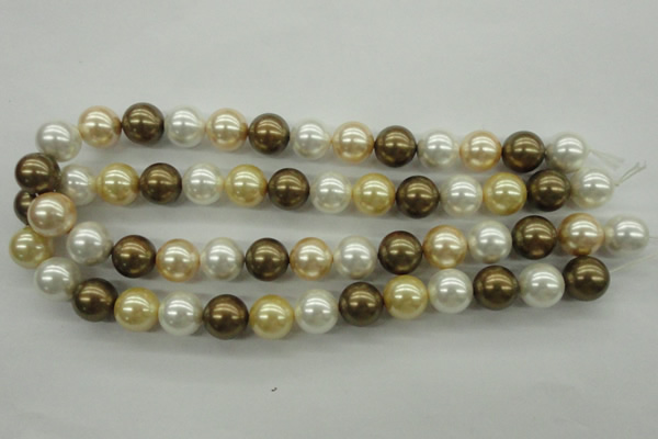 CSB1131 15.5 inches 14mm round mixed color shell pearl beads