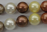 CSB1132 15.5 inches 14mm round mixed color shell pearl beads