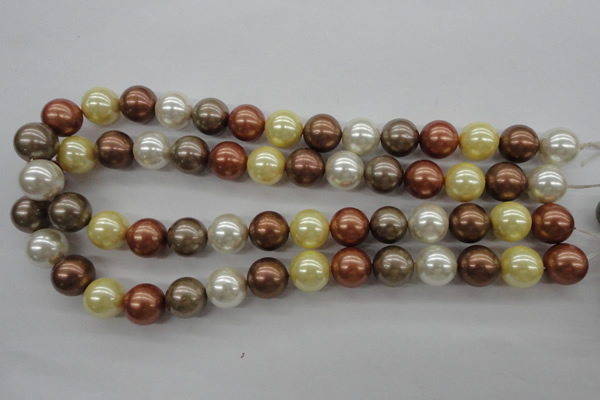 CSB1132 15.5 inches 14mm round mixed color shell pearl beads