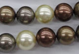 CSB1133 15.5 inches 14mm round mixed color shell pearl beads