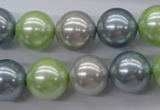 CSB1135 15.5 inches 14mm round mixed color shell pearl beads