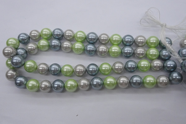 CSB1135 15.5 inches 14mm round mixed color shell pearl beads