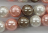 CSB1137 15.5 inches 14mm round mixed color shell pearl beads