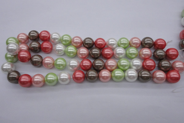 CSB1138 15.5 inches 14mm round mixed color shell pearl beads