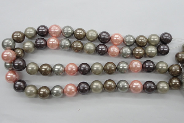 CSB1140 15.5 inches 14mm round mixed color shell pearl beads