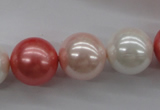 CSB1157 15.5 inches 16mm round mixed color shell pearl beads