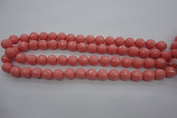 CSB1179 15.5 inches 12mm faceted round shell pearl beads