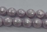 CSB1181 15.5 inches 8mm faceted round shell pearl beads