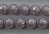 CSB1182 15.5 inches 10mm faceted round shell pearl beads