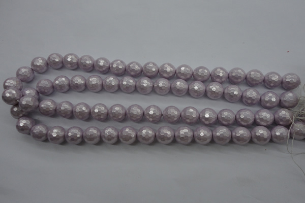 CSB1182 15.5 inches 10mm faceted round shell pearl beads