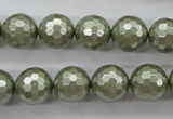 CSB1188 15.5 inches 12mm faceted round shell pearl beads