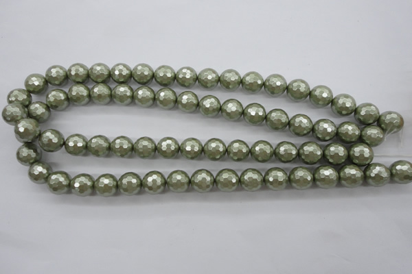 CSB1188 15.5 inches 12mm faceted round shell pearl beads