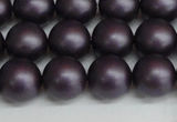 CSB1448 15.5 inches 10mm matte round shell pearl beads wholesale