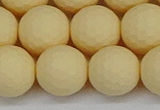 CSB1805 15.5 inches 14mm faceetd round matte shell pearl beads