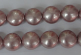 CSB181 15.5 inches 12mm flat round shell pearl beads wholesale