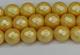 CSB1811 15.5 inches 6mm faceetd round matte shell pearl beads