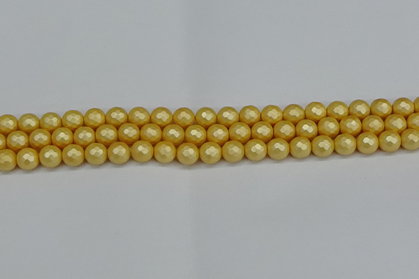 CSB1811 15.5 inches 6mm faceetd round matte shell pearl beads