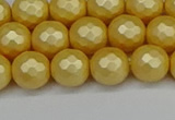 CSB1812 15.5 inches 8mm faceetd round matte shell pearl beads