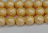 CSB1821 15.5 inches 6mm faceetd round matte shell pearl beads