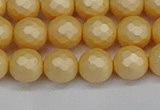 CSB1822 15.5 inches 8mm faceetd round matte shell pearl beads