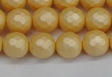 CSB1823 15.5 inches 10mm faceetd round matte shell pearl beads