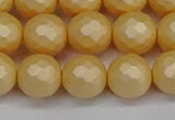 CSB1824 15.5 inches 12mm faceetd round matte shell pearl beads