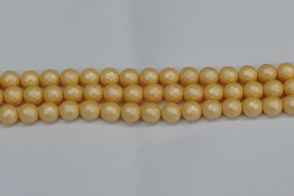 CSB1824 15.5 inches 12mm faceetd round matte shell pearl beads