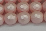 CSB1835 15.5 inches 14mm faceetd round matte shell pearl beads