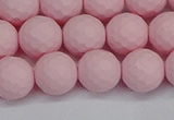 CSB1842 15.5 inches 8mm faceetd round matte shell pearl beads