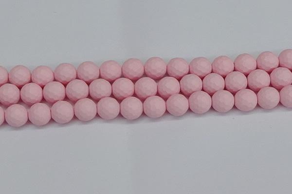 CSB1844 15.5 inches 12mm faceetd round matte shell pearl beads