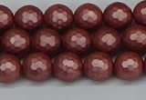 CSB1861 15.5 inches 6mm faceetd round matte shell pearl beads