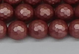 CSB1863 15.5 inches 10mm faceetd round matte shell pearl beads