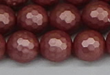 CSB1865 15.5 inches 14mm faceetd round matte shell pearl beads