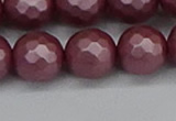 CSB1875 15.5 inches 14mm faceetd round matte shell pearl beads