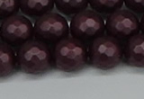 CSB1882 15.5 inches 8mm faceted round matte shell pearl beads