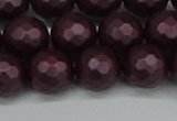 CSB1883 15.5 inches 10mm faceted round matte shell pearl beads