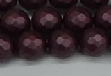 CSB1884 15.5 inches 12mm faceted round matte shell pearl beads