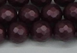 CSB1885 15.5 inches 14mm faceted round matte shell pearl beads