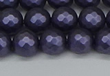 CSB1893 15.5 inches 10mm faceted round matte shell pearl beads