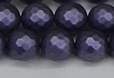 CSB1894 15.5 inches 12mm faceted round matte shell pearl beads