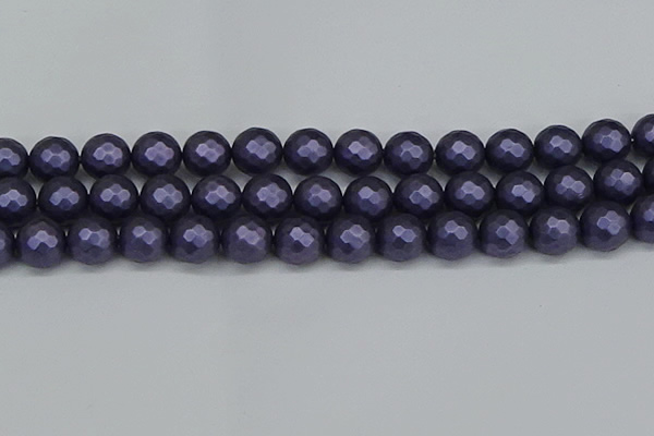 CSB1894 15.5 inches 12mm faceted round matte shell pearl beads