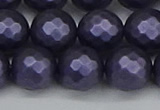 CSB1895 15.5 inches 14mm faceted round matte shell pearl beads