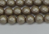 CSB1901 15.5 inches 6mm faceted round matte shell pearl beads