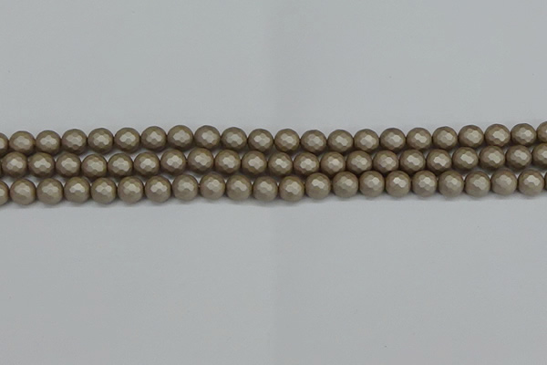 CSB1901 15.5 inches 6mm faceted round matte shell pearl beads